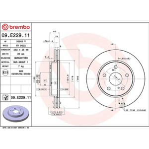 BREMBO Prime 09.E229.11 Brake disc